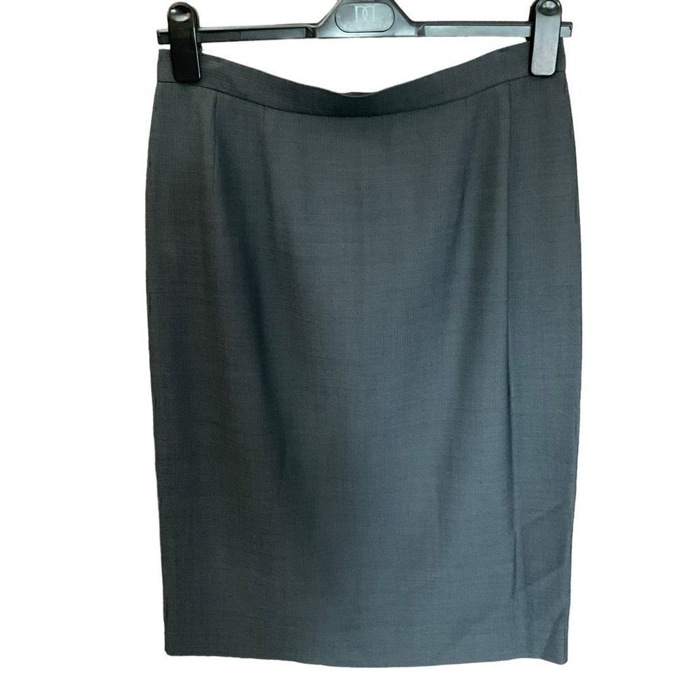 Carlisle Skirt Midi A-line Wool Blend Dark Grey Zipper Button Closure Women 14